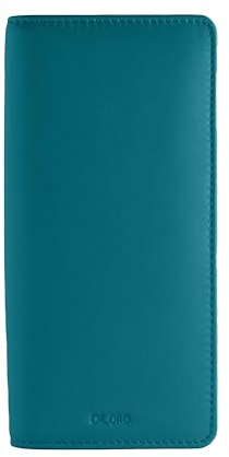 DiLoro Leather Zippered Triple or Quad Pen Case Pencil Pouch Holder for Three or Four Fountain Ballpoint Rollerball Pens or Glasses (Nappa Turquoise)