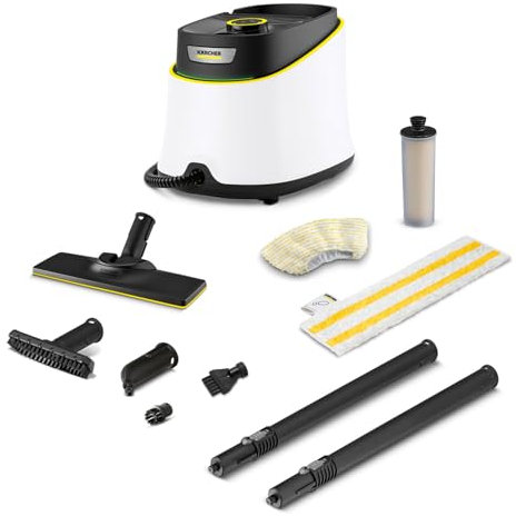 Kärcher Dampfreiniger SC 3 Deluxe, Dampfdruck: 3,5 bar, Aufheizzeit: 30 s, Leistung: 1.900 W, Flächenleistung: 75 m², Tank: 1 l, mit Bodenreinigungsset, Mikrofaser-Bezug, Düsen und Rundbürste