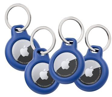 Belkin AirTag Case with Key Ring, Secure Holder Protective Cover for Air Tag with Scratch Resistance Accessory (4 Pack) - Blue