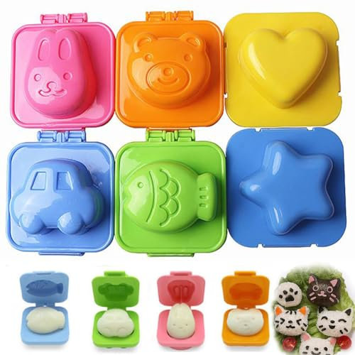 Qsnailfrr Cartoon Cute Boiled Eggs Sushi Rice Mold,3D Cartoon Egg Fish Car Heart Rabbit Shaper Bento Maker,Sushi Maker Boiled Egg/Rice Roll Mold,Sushi Rice Ball Press Maker,DIY Rice Ball Bento Mould