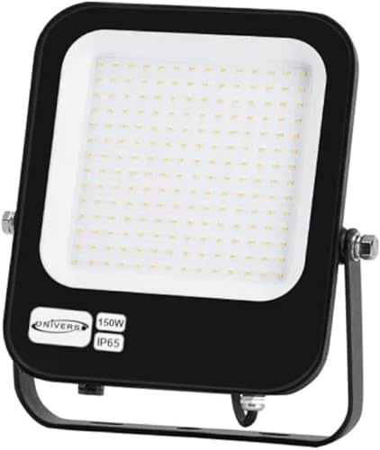 Vetrineinrete® Faro led ultra slim 150 watt sottile proiettore per esterno ip65 staffa orientabile luce fredda 6500k calda 3000k naturale 4000k (Luce Calda 3000k)