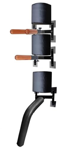 EXCLURA Wing Chun Holzpuppe Wing Chun Holzpuppenständer mit Holz & Feder, Freistehender Mook Yan Jong für Kampfsportarten, Einfache Wandhalterung für Kampfdummy-Trainer