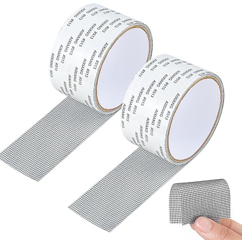 Baroce Nastro Ripara Zanzariere Adesivo Invisibile 2 pcs Kit Ripara Zanzariera Adesiva 5 cm x 2 m Autoadesiva Nastro Adesivo per Zanzariere Riparazione di Finestre e Porte Anti-zanzara Insetto