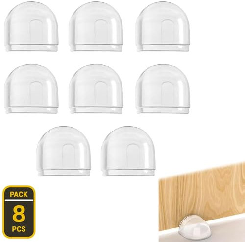 JEAL23® Pack 8 PCS Topes para Puertas Suelo de silicona | Topes de Puerta Transparente y Adhesivo para la Protección de Paredes y Muebles