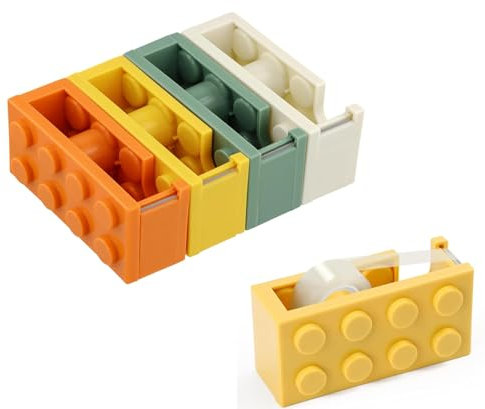 4 Pcs Dispensador Cinta Adhesiva, 10,7x4x5,2cm, 4 Colores Dispensador de Cinta Escritorio Recargable, Soporte Cinta en Forma Bloque, Portarrollo Cinta para Hogar Oficina Escritorio, sin Cinta Incluida