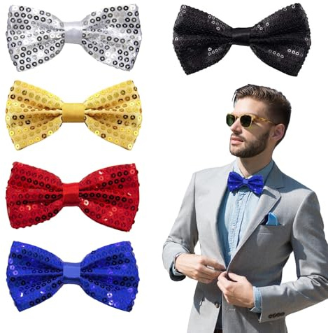 QSZHSL 5 Pièces Noeud Papillon Homme avec Paillettes, Cravate Paillettes, Party Cravate, Noeud Papillon Paillette Homme, Accessoire Brillant, Pour Dîners, Spectacles, Mariages, Fêtes (5 Pièces)