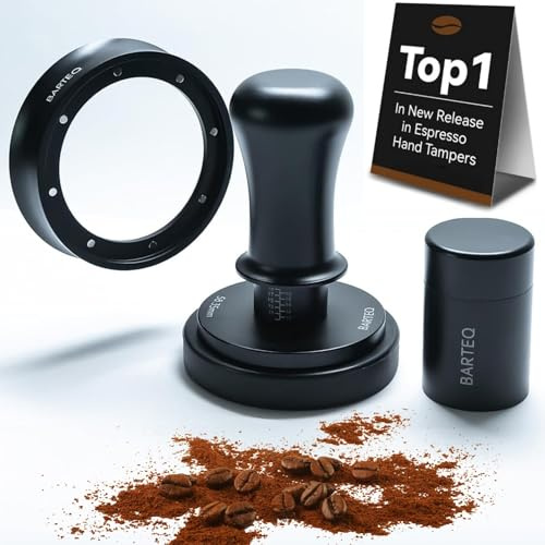 BARTEQ 58.35mm Espresso Tamper – Calibrated 30lbs Double Spring-Loaded Coffee Tamper with Dosing Funnel, WDT Tool & Stainless Steel Ripple Base – Fits 58mm Portafilters