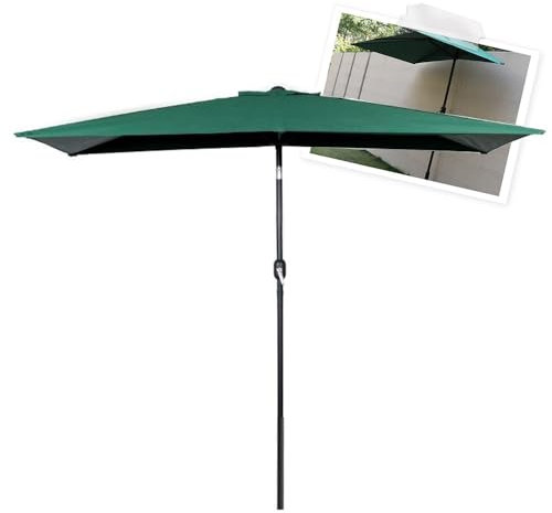 Balkonschirm Rechteckig 250x130cm Halber Sonnenschirm Für Markt Garten Wände, Terrassenschirm Wasserdicht Halbschirm, Handkurbel, Rot(Green)
