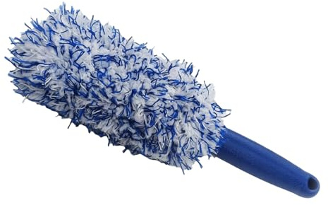 MALSSE Spazzola efficiente in morbida microfibra per cerchioni pulisce i cerchioni di auto e moto senza graffi per la casa e l'ufficio spazzola per ruote con manico lungo