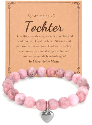 Geschenke für Tochter von Mama, Geburtstagsgeschenk Weihnachtsgeschenke für Tochter, Naturstein Armband Mit Grußkarte, Mutter Tochter Geschenk Weihnachten Ideen Beste Tochter Geschenk für Geburtstag