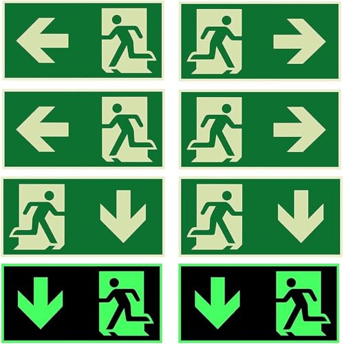 Señal de salida de emergencia, 8 unidades, 300 x 150 mm