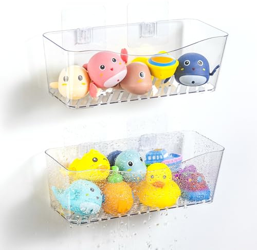 MIUKAA 2 Pack Bath Toy Storage Holder, Clear Bath Toy Organizer (2 US Gal)