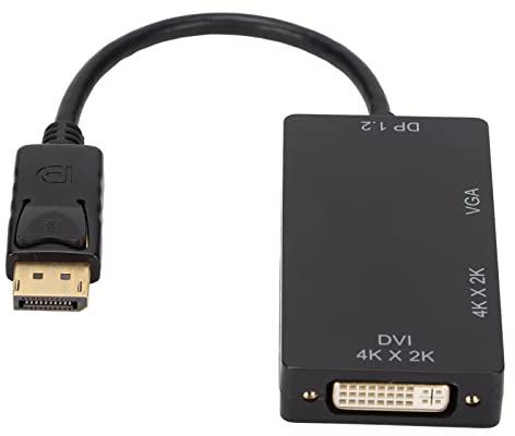 Pongnas Adattatore da DisplayPort a VGA 3 in - Convertitore Video Portatile e DVI Facile connettività