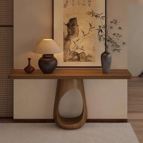 JDPYURV Consola Recibidor de Madera Maciza Estilo WABI-Sabi Color Nogal