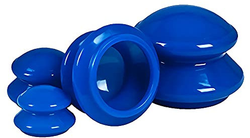 OFKPO 4PSC - Juego de terapia de ventosas de diferentes tamaños, kit de masaje de copa de goma para masaje corporal y alivio del dolor (azul)