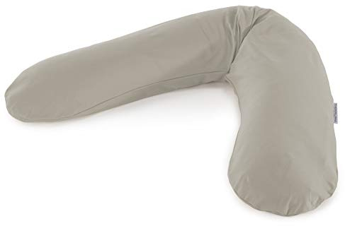 Theraline Ersatzbezug für Das Original Schwangerschaftskissen & Stillkissen, Stillkissen Bezug 190 cm, Bamboo Collection aus Bambusviskose und Bio-Baumwolle, Farbe: Lehmgrau