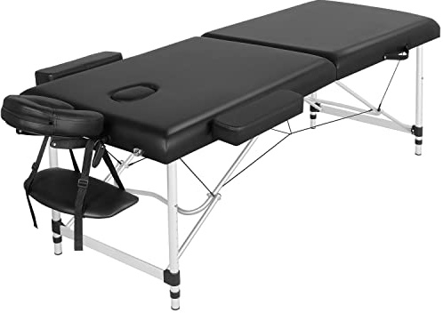 Yaheetech Lettino da Massaggio Pieghevole Portatile Professionale a 2 Zone Alluminio 213 x 70 cm per Fisioterapia Portata 250 kg Altezza Regolabile Poggiatesta e Briaccioli Rimovibili con Borsa
