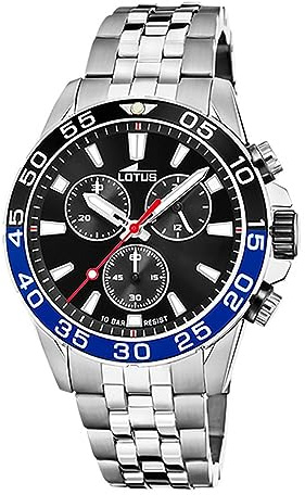 LOTUS Reloj Hombre Analógico de Acero Inoxidable 316l Plateado - Movimiento de Cuarzo - Cronógrafo - Cristal Mineral de Alta Resistencia - Resistente al Agua 10 ATM 18765/4 Special Prices