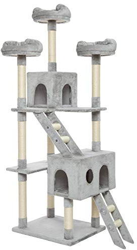 Meerveil Árbol para Gatos, Árbol Rascador para Gatos Pilar de Sisal Superficie de Felpa con Nido de Gato 180cm