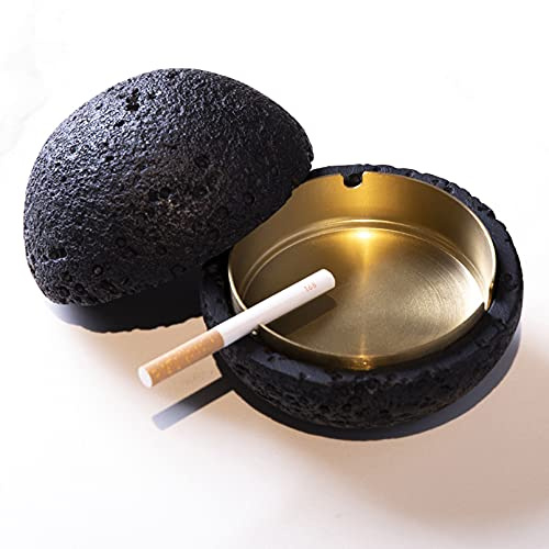 Cutfouwe aschenbecher draußen，aschenbecher mit Deckel，aschenbecher Outdoor，windaschenbecher ，Ashtray，Outdoor aschenbecher wasserdicht，aschenbecher Design，einzugsgeschenke,Schwarz,L