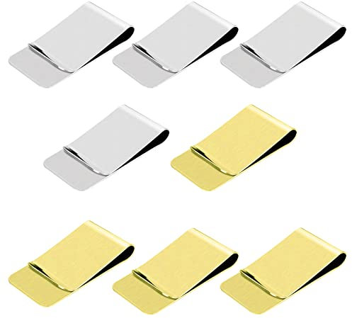 TAZEMAT 8 Stück Geldklammer Edelstahl Geldscheinklammer Silber Geldclip Money Clip zum Herren Damen Büroangestellter für Geldscheine Visitenkarte Kreditkarte Geschenk 51 x 20 x 6 mm in Gold/Silber…