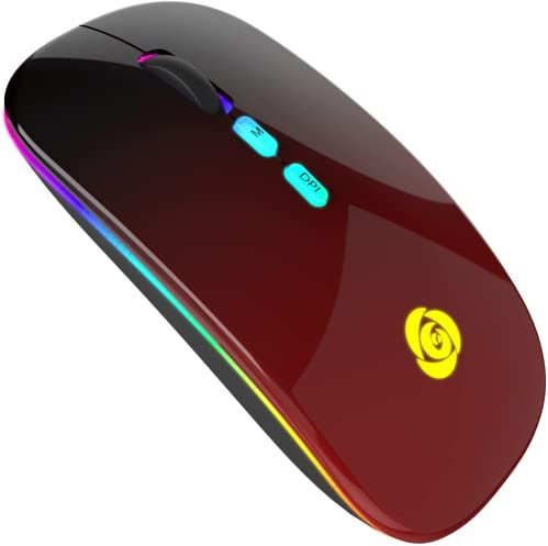 CC Store Bluetooth Wireless Mouse with Type-C Receiver, Rechargeable 2.4G USB Optical Mouse for iPad/Notebook/PC/Laptop/Computer, 3 Adjustable DPI, Backlight, Windows Compatible