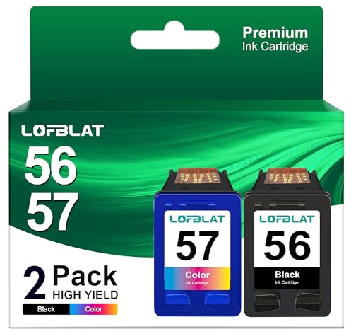 LOFBLAT 56 57 Wiederaufbereitet Patronen, Kompatibel für HP 56 57 Druckerpatronen für DeskJet 450ci 5150 5550 9680 OfficeJet 4212 4215 PSC 1210 1215 Photosmart 7550 7760 7960, 2 Pack | für druckerpatronen 595 für HP DeskJet 5200 5150 5550 9680 OfficeJet 4212 4215 PSC 1210 Photosmart 7550 7760 7960 (2 Pack)
