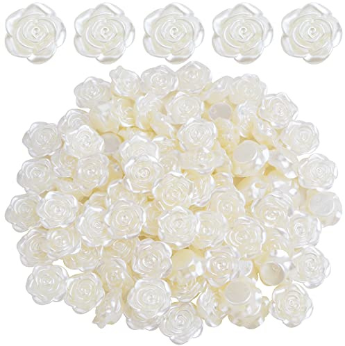 15 mm ABS Kunststoff Rose Blume Perlen Lovely Roseflower Spacer Perlen (weiß)