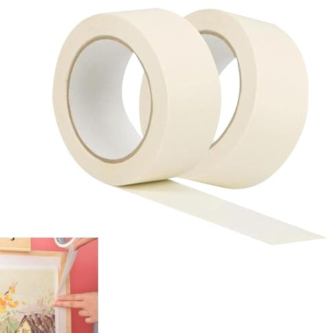BNFGD 2 ROLLS Premium Masking Tape, masking tape Low Tack Wide Masking Tape, Premium Quality Adhesive Painting Tape and Painting & Decorating Strong Adhesive Tape, for Painting, Decorating and DIY