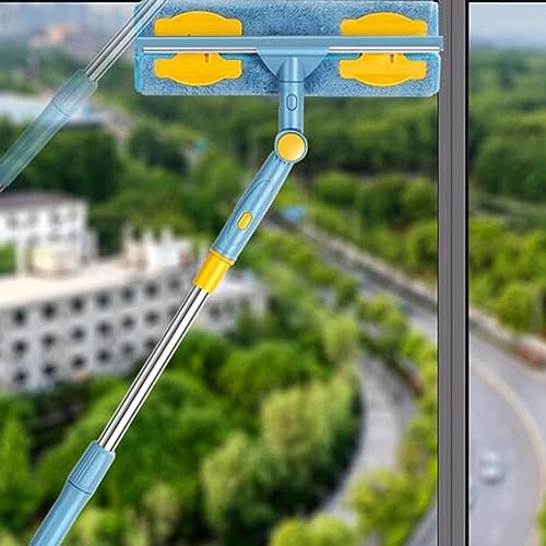Limpiacristales Limpiador de Ventanas Limpiacristales, rascador profesional de ventanas, 2 en 1 con almohadilla reutilizable y lavable, rascador elástico para limpiar cristales de ventanas, azulejos y