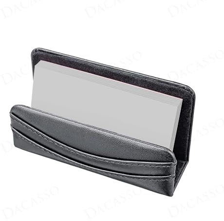 Dacasso Klassischer schwarzer Leder-Visitenkartenhalter für den Schreibtisch – Executive Decor & Office Organization Essential