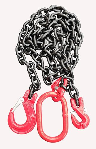 Forstkette Rückekette Chokerkette 8mm 4000daN Gabelkopfhaken Aufhängering Verkürzungshaken Gütekl.:8 schwarz lackierte Kette nach EN818-2 hochfest und geprüft (2m)