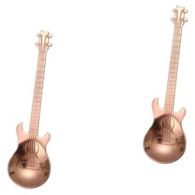 ABOOFAN 2 Pièces accessoires de cuisine café accessoires cadeaux glace antique cuillère à café guitares cuillère en forme de guitare à mélanger Acier inoxydable cuillerée à soupe
