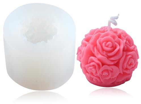 XIAOSHUI 3D-Rosenform, Kerzenform, Rosenblüte, Silikonform Gießformen Silikon, Kerzengießform für Kerzenherstellung, Harz, Aromatherapie, Gips, Wachs, Seife, Ton, Handwerk