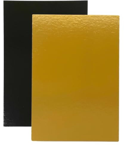 Bases para Tartas Rectangular 40x30 cm | Pack de 10 Oro - Negro | Grosor 1 mm | Expositor en Cartón para Bizcochos, Pasteles y Dulces | Negro y Dorado