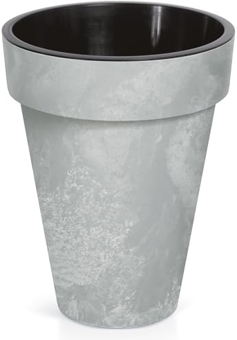Annastore Pflanzkübel in Beton-Optik wetterfest aus Kunststoff mit Innentopf Ø 35,5 cm/H 44 cm - Pflanztopf - Blumentopf - Pflanzgefäß aus Kunststoff Größe Cube mit Innentopf - Ø 35,5 cm/H 44 cm