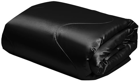 YASMENG Satin Bettdecke 220x240 Schwarz Leichte Sommerdecke 220x240 200 GSM Seidige Seide Sommerdecke Satin Weich Luxus Glatt Glänzend Steppdecke für Sommer mit 2 Kissenbezüge 80x80 cm