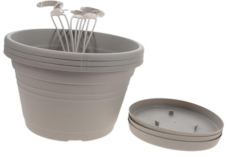 BESTonZON Hanging Plant Pots 3Pcs Plastic Hanging Baskets with Hooks for Wall Balcony Railing Indoor Outdoor Flower Planters