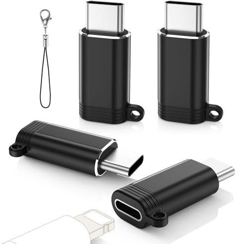 MoKo Lightning auf USB C Adapter 4er Pack für iPhone 16/15 Pro Max Plus, iPad Air, Samsung - Nicht für Audio/OTG, Schwarz