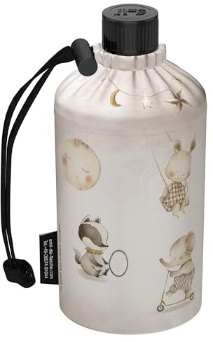 Emil Trinkflasche aus Glas für Mädchen & Jungen isolierte Glasflasche für Schule, Freizeit, Sport: Kinder & Eltern Luna Park 0,3l