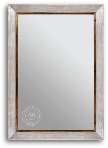 CLAMARO 'SOFIA' Antik Wandspiegel 50x70 cm mit Rahmen | Silber Gold | Shabby Chic Vintage Barock Spiegel mit Holzrahmen | Barockspiegel inkl. Metall Aufhänger und Montagematerial