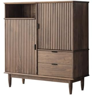 GLJTUO Buffet Armoire Nordique Noyer Noir Moderne Simple en Bois Massif Petit Appartement Buffet Nordique Restaurant Armoire De Rangement Buffet Armoire avec Rangement,