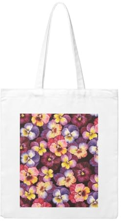 Wykjtwo Flores de pensamiento de acuarela, Bolso de compras Bolsa de comestibles Bolsa de mano Bolsa de lona, ​​Bolsa de hombro de lona multiusos