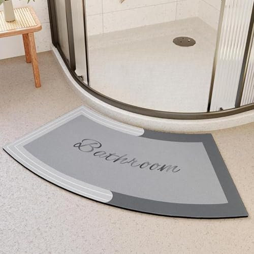 Arc-shaped Shower Mat - Gebogene Duschmatten for runde und Eckduschen, schnell trocknende gebogene Badematte, super saugfähige Eckbadematte, rutschfeste Gummi-Duschmatte for die Außendusche, leicht zu