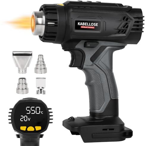 Kabellose Heissluftpistole kompatibel mit Makita 18-21V Akku,50-550°C Variable Temperaturregelung akku heißluftfön mit LCD-Digitalanzeige und 4 Edelstahldüse für Kunsthandwerk, Schrumpfschläuche, Harz