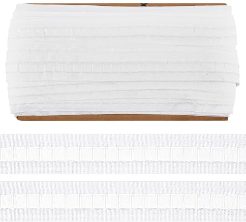 BENECREAT 2pcs 60m weißes Vorhangband, 25mm Vorhangfaltenband perforiert Vorhang Zubehör für Vorhänge DIY Pinch Pleat Vorhang und Drapes Haken