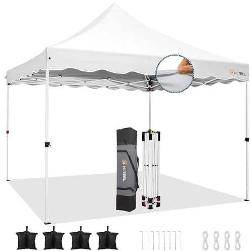 COBIZI Pabellón de Jardín Cenador Plegable 3x3 m Gazebo Impermeable Pop-Up Garden Pavilion,Blanco