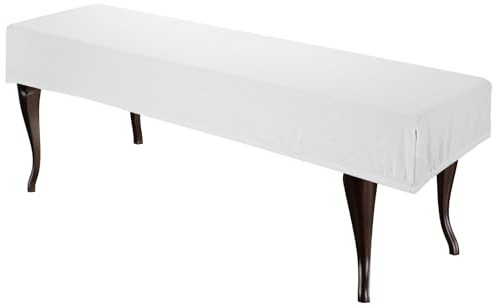 sourcing map Bench Cushion Cover Stretch Jacquard Checkered Dining Bench Cover Anti Dust Washable Bench Seat Protector Cover for Bedroom, Living Room, Kitchen, White