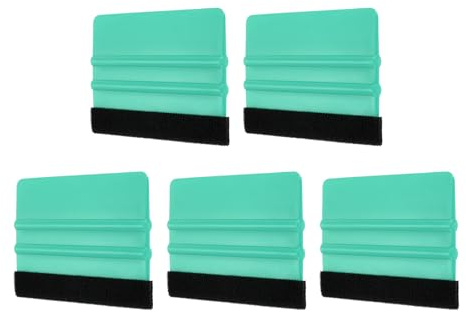 QUARKZMAN 5 Piezas de Espátula de Vinilo, Herramienta de Aplicación de Vinilo con Borde de Fieltro, Espátula de Plástico de 4 Pulgadas para Película de Vinilo de Coche, Verde, Rectangular