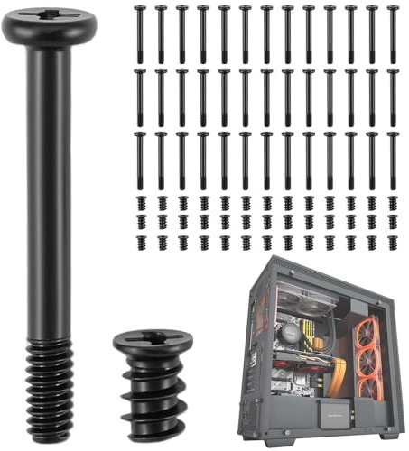 QWORK® 80 PCS Computer Case Fan Carbon Steel Screws Kit, Universal PC Fan Radiator Self-Tapping Screws, for PC Case Fan Mounting